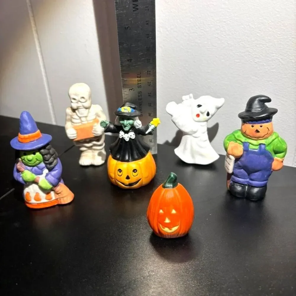 Vintage World Bazaars Ceramic Halloween Figurines - Complete Set of 6